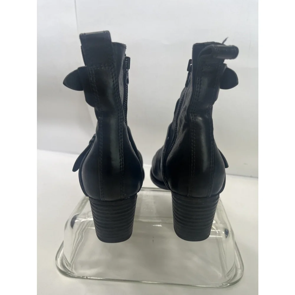 Rag & Bone Womens Buckled Zipped Block Heels Ankle Boots Black Size 36‎ EU 6 US